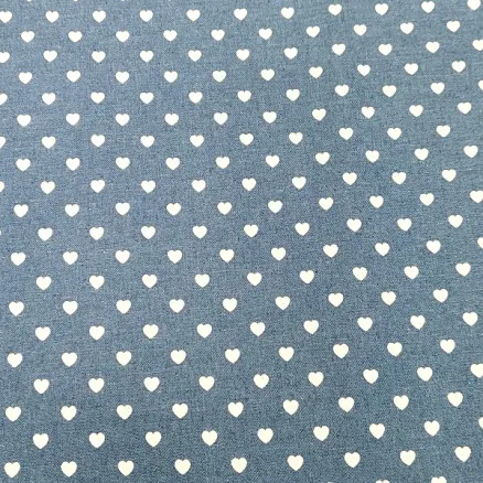 Denim-stoff 145cm 50 Hjerter - 50cm